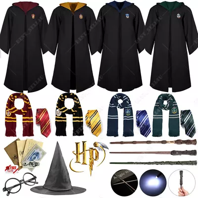 $26.69 • Buy Harry Potter Gryffindor Ravenclaw Slytherin Robe Cloak Tie Scarf Wand Costume AU