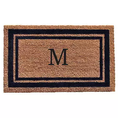 Dark Blue Border Monogram Doormat (Letter M) • $34.40