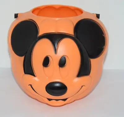 DISNEY Mickey Mouse Halloween Pumpkin Trick Or Treat Candy Bucket Pail~Blow Mold • $16.96