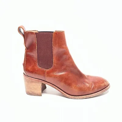 MADEWELL The Frankie Chelsea Brown Leather Western Style Booties Women's Siz 8.5 • $29.99