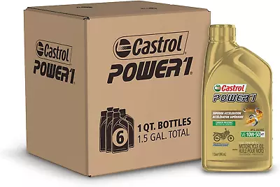 Castrol 06412 Power RS 10W-50 4-Stroke Motorcycle Oil - 1 Quart (Pack Of 6) • $64.68