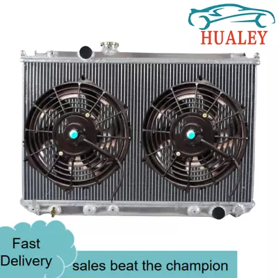 Aluminum Radiator+Fan For 2Row 1999 2000 01 02 03 Toyota Crown 2.5 6cyl 1JZ-GTE • $335