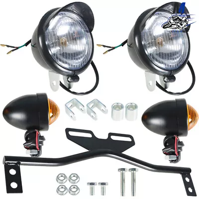 Passing Driving Spot Fog Lamp Turn Signal Light Kit For Motorcycle Black • $35.56