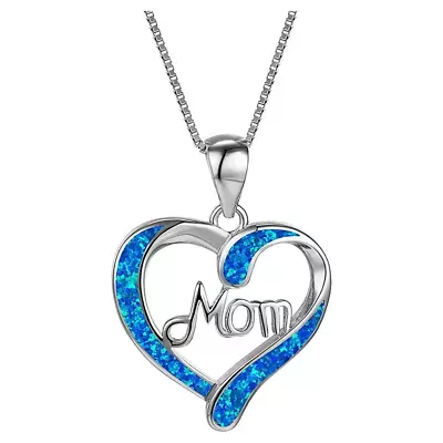 Mom Necklace For Mom 925 Sterling Silver Love Heart Pendant Necklace Birthstones • $9.31