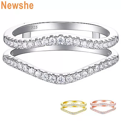 Newshe Wedding Ring Band Guard Enhancer Round White AAAAA Cz 925 Sterling Silver • $29.99