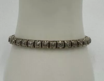 Vintage Sterling Silver 925 China CZ Gold Tone Tennis Bracelet 7.75  15.7g • $21.24