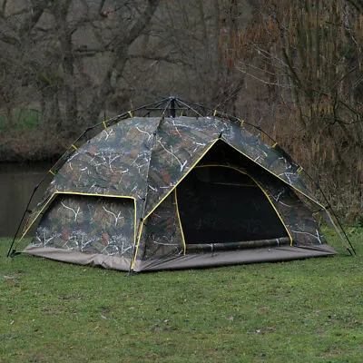 Pop Up Tent 2 Man Automatic Double Waterproof Layer Festival Camping Garden 2x2m • £45.40