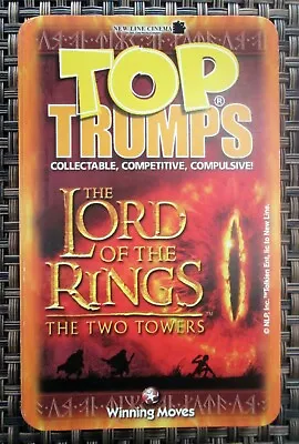 Lord Of The Rings The Two Towers Top Trumps Card Game • £4.95