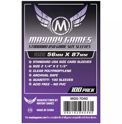 Mayday Games Standard USA Game Sleeves - 100 Pack - 56 X 87 Mm (G) • £2.09