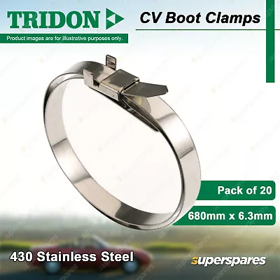 Tridon CV Boot Clamps 680mm X 6.3mm 430 Stainless Steel Pack Of 20 • $28.95