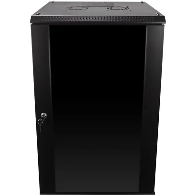 18U Wall Mount Network Server Data Cabinet Enclosure Rack Glass Door Lock W/ Fan • $239.99
