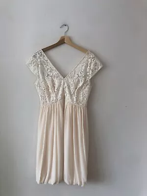 Coast Peach Chiffon Lace Top Bubble Hem Dress - Sz 12. Wedding • £19