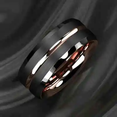 NEW MENS SIZE 11 Brushed Ring Rose Gold Plated Engagement Wedding Band US SHIP • £13.99