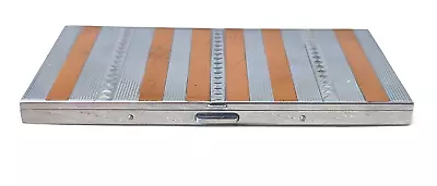 Volupte Slim Metal Vintage Cigarette Case Art Deco Striped Two-toned USA • $20.29