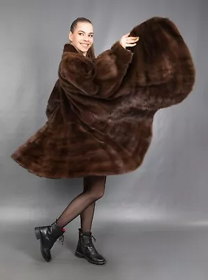 12093 Gorgeous Real Mink Coat Luxury Fur Jacket Swinger Beautiful Look Size 3xl • $1