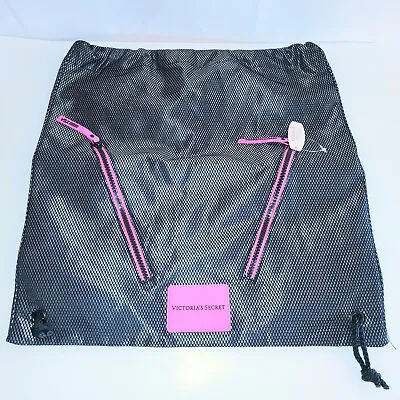 Victoria's Secret Lightweight Drawstring Closure Backpack Tote Black Pink NWT • $18.98