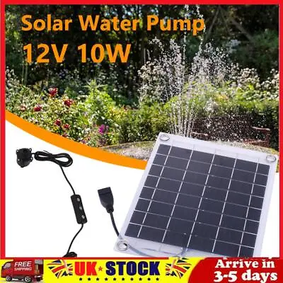 12V 10W Solar Water Pump Watering System Mini Solar Panel Fountain Kits For Pool • £16.05