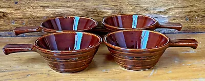 (4) Marcrest Daisy Dot Stoneware Individual Casserole Bowl Dish Stick Handle • $65