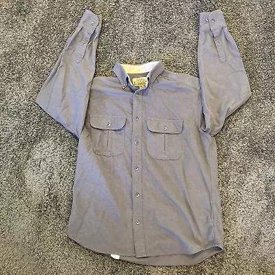 Cabelas Gray Deerskin Soft Chamois Flannel Button Down Shirt Mens Medium • $9.99