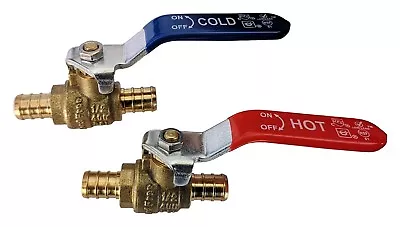 2 Pieces 1/2  Pex Shut Off Ball Valve Full Port Lead Free Brass Hot And Cold • $10.77