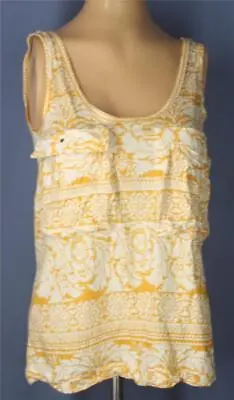 Anthropologie C Keer Size S Safari Pocket Tank Top Shirt Yellow Cotton • $19.99