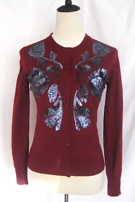 NWOT J Crew Red Bordeaux Sequin Cardigan Button Down Jacki Size XS • $69.99