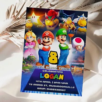 SUPER MARIO BROTHERS Invitations Birthday Party PERSONALISED • $6.95