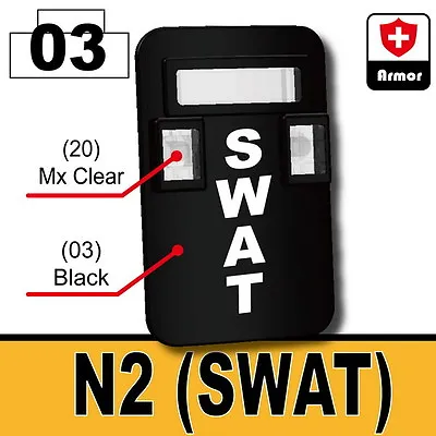 SWAT Shield N2 Riot Compatible W/ Toy Brick Minifigures Police Riot Shield • $2.87
