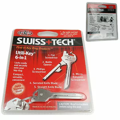 (1) Stainless Steel Swiss+Tech UKCSB 1 Utili-Key 6 In 1 Keychain EDC Multi Tool • $6.94