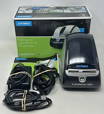 Dymo LabelWriter 450 Thermal Printer Power Cord USB Cable Manual & Box 1750110 • $174.98