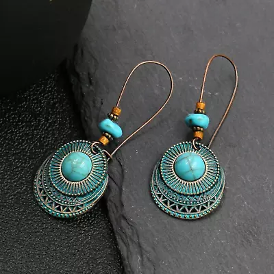 Vintage Boho Style Dangle Drop Earrings With Turquoise For Women Fashion Jewelry • $4.99