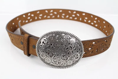 $39.99 • Buy Tony Lama Women's 1.5  Pierced Filigree Belt Western Size 32 Brown C50029
