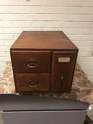 Antique Vintage Wood 3 Drawer Card Catalog File Card Catalog File Cabinet  • $425