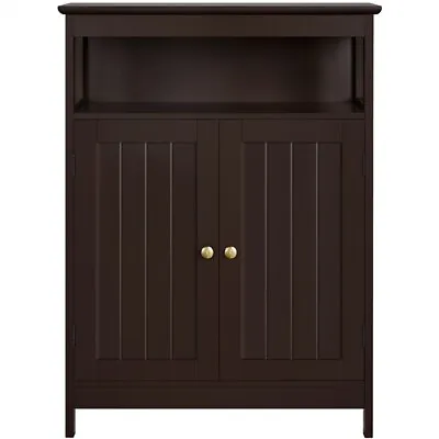 $59.99 • Buy Bathroom Floor Cabinet Free Standing Rack Stand Storage Organizer, Espresso