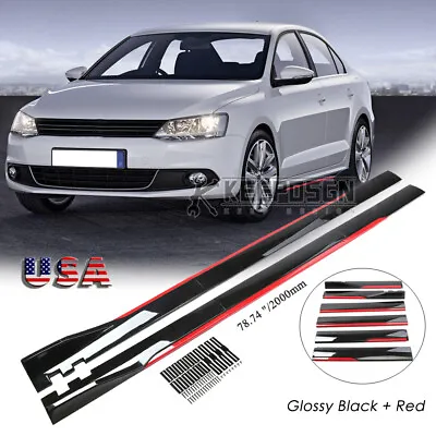 For VW Jetta GLI TDI MK3 4 5 6 7 Side Skirts Splitter Extension Rocker Panel Red • $85.81