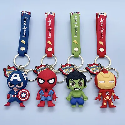 Marvel Avengers Keychain Superhero Spiderman Hulk Iron Man Key Ring Kids Gift • £5.99