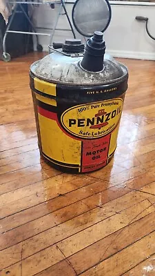 Vintage 5 Gal PENNZOIL Motor Oil Can Advertising Can • $60