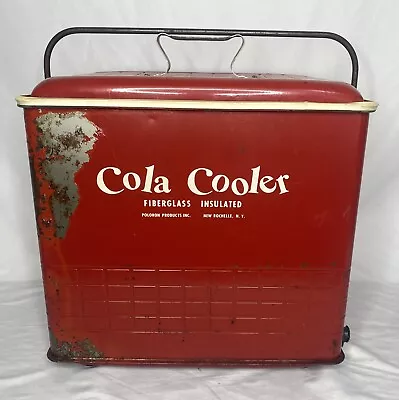 Vintage Cola Cooler Red Metal Fiberglass Insulated Poloron Ice Chest • $69.98