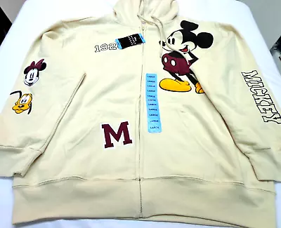 NWT Disney Mickey Mouse  Ivory  Women's Full Zip   Hoodie Jacket Size Large • $34.99