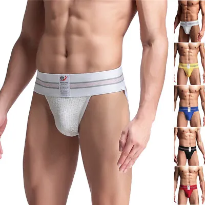 Men's Jockstrap Athletic Supporter Underwear Stretch Pouch Thong String • £7.91