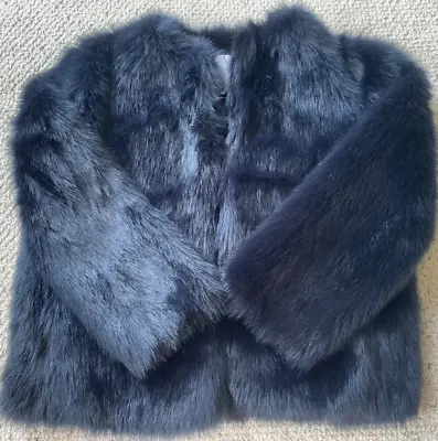 $69.49 • Buy ZARA TRAFALUC Fur Coat Jacket Midnight Blue Women USA M Long Sleeve NEW EXCELL