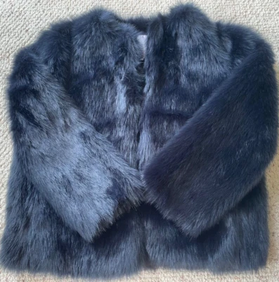 $69.49 • Buy ZARA TRAFALUC Fur Coat Jacket Midnight Blue Women USA M Long Sleeve NEW EXCELL