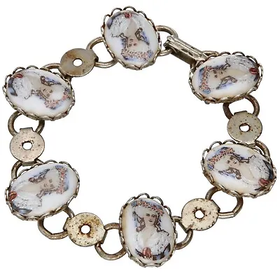 Steel Cameo Chain Link Bracelet • $0.99