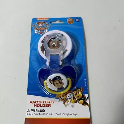 Paw Patrol Pacifier & Holder Chase 0 + Months BPA Free New Sealed • $5