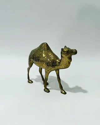 $30 • Buy Vintage Brass Camel Ornate Etched Figurine Mid Century Modern MCM Style