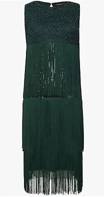 Women Dress Size Xlarge Green  Beaded Fringed 1920 Great Gatsby Party NWT • $14.99