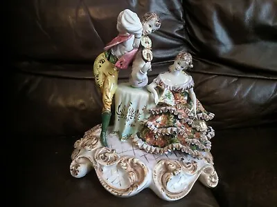 Large Antique Capodimonte Porcelain Figurine  The Violinist And Lady  • £79