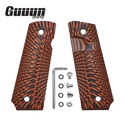 Guuun Brand 1911 Grips G10 Slim Ambi Safety Cut Big Scoop Sunburst Texture • $23.99