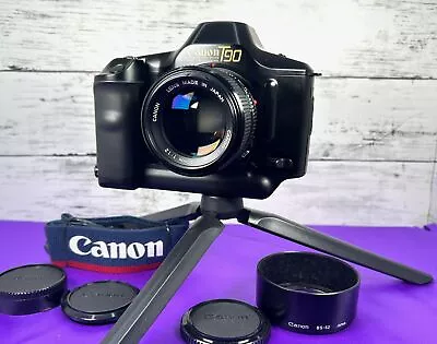 [MINT] Canon T90 35mm SLR Film Camera Black NFD 50mm F1.4 Lens W/ Hood JAPAN • £310.45