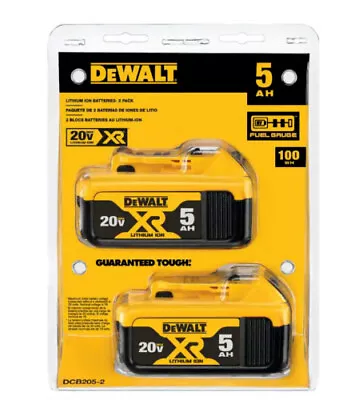 $94.71 • Buy 2Pack Dewalt DCB205 20V MAX XR 5.0 Ah Compact Power Tool Battery